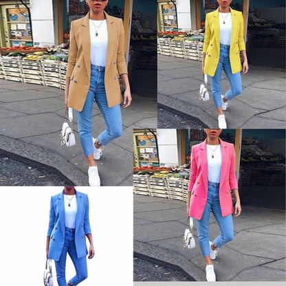 Blazer Sólida Doble Botonadura